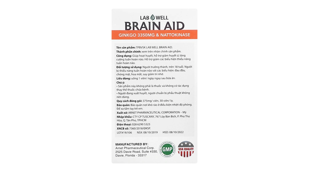Labwell Brain Aid Ginkgo Biloba & Nattokinase lọ 30 viên - 3