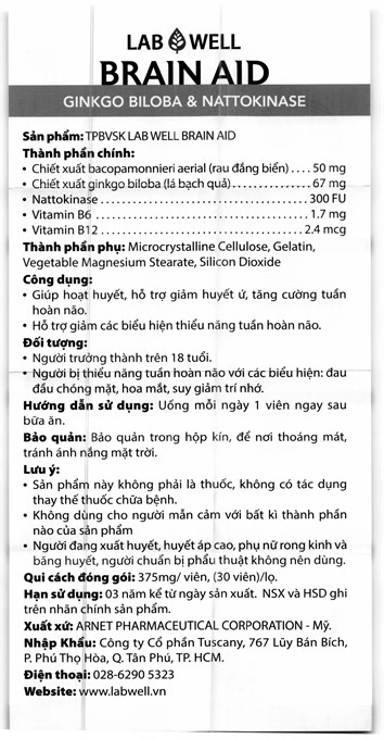Labwell Brain Aid Ginkgo Biloba & Nattokinase lọ 30 viên - 5