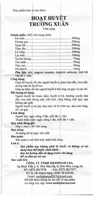 Hoạt Huyết Trường Xuân lọ 60 viên - 6