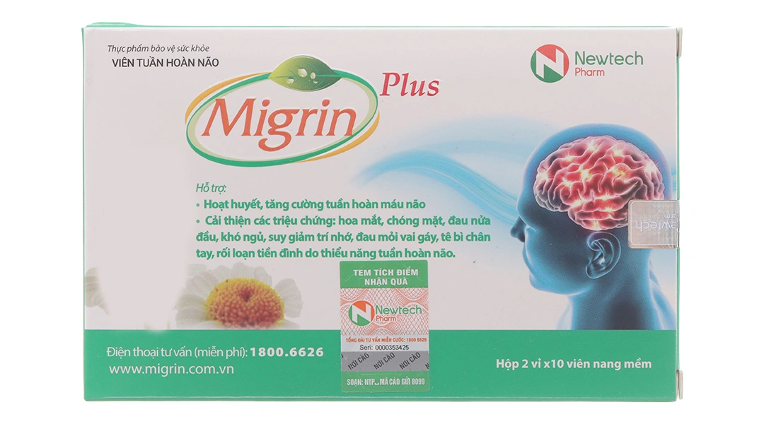 Thực phẩm bảo vệ sức khỏe Viên tuần hoàn não Migrin Plus - 2