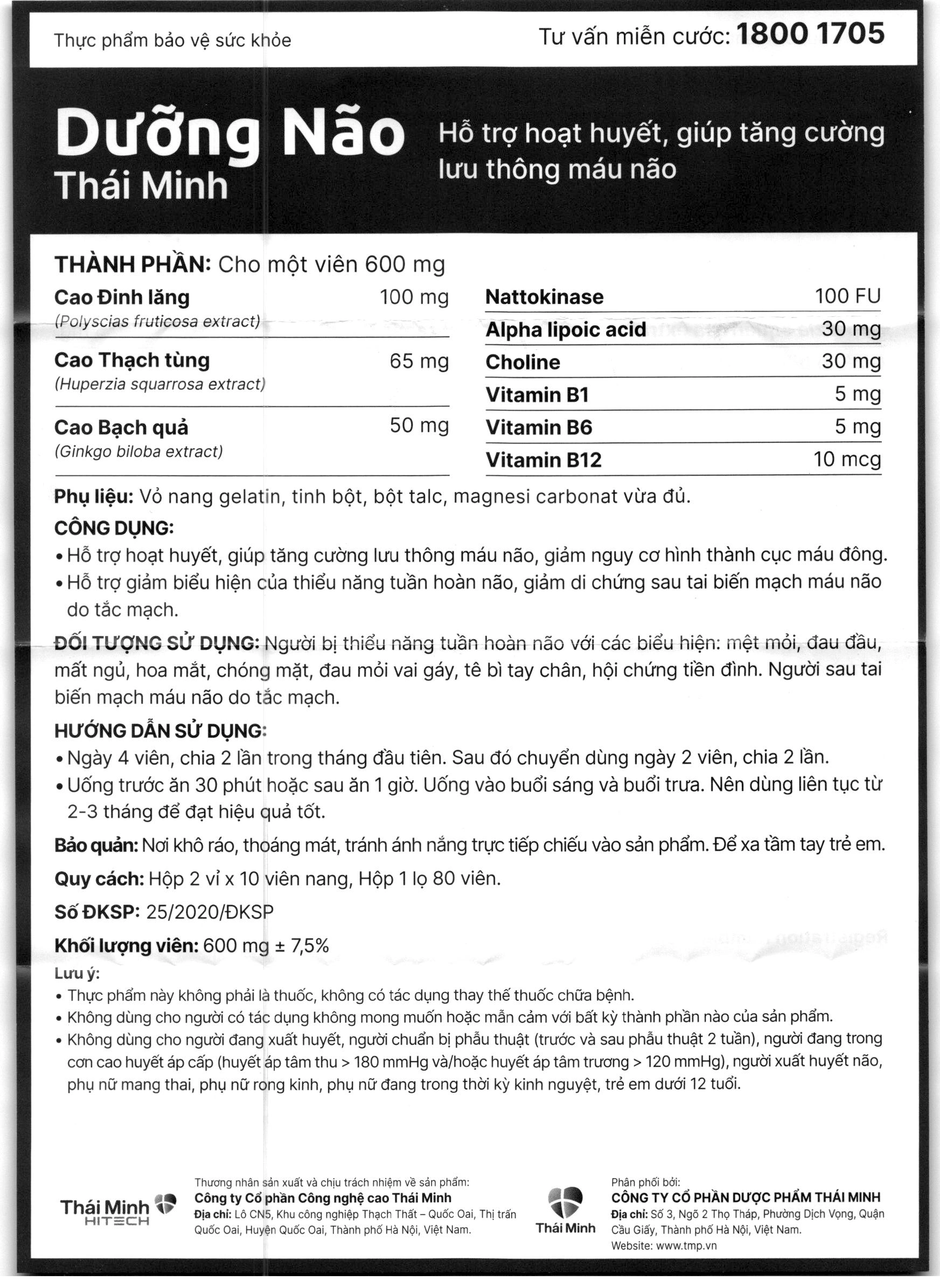 Dưỡng Não Thái Minh hộp 20 viên - 24