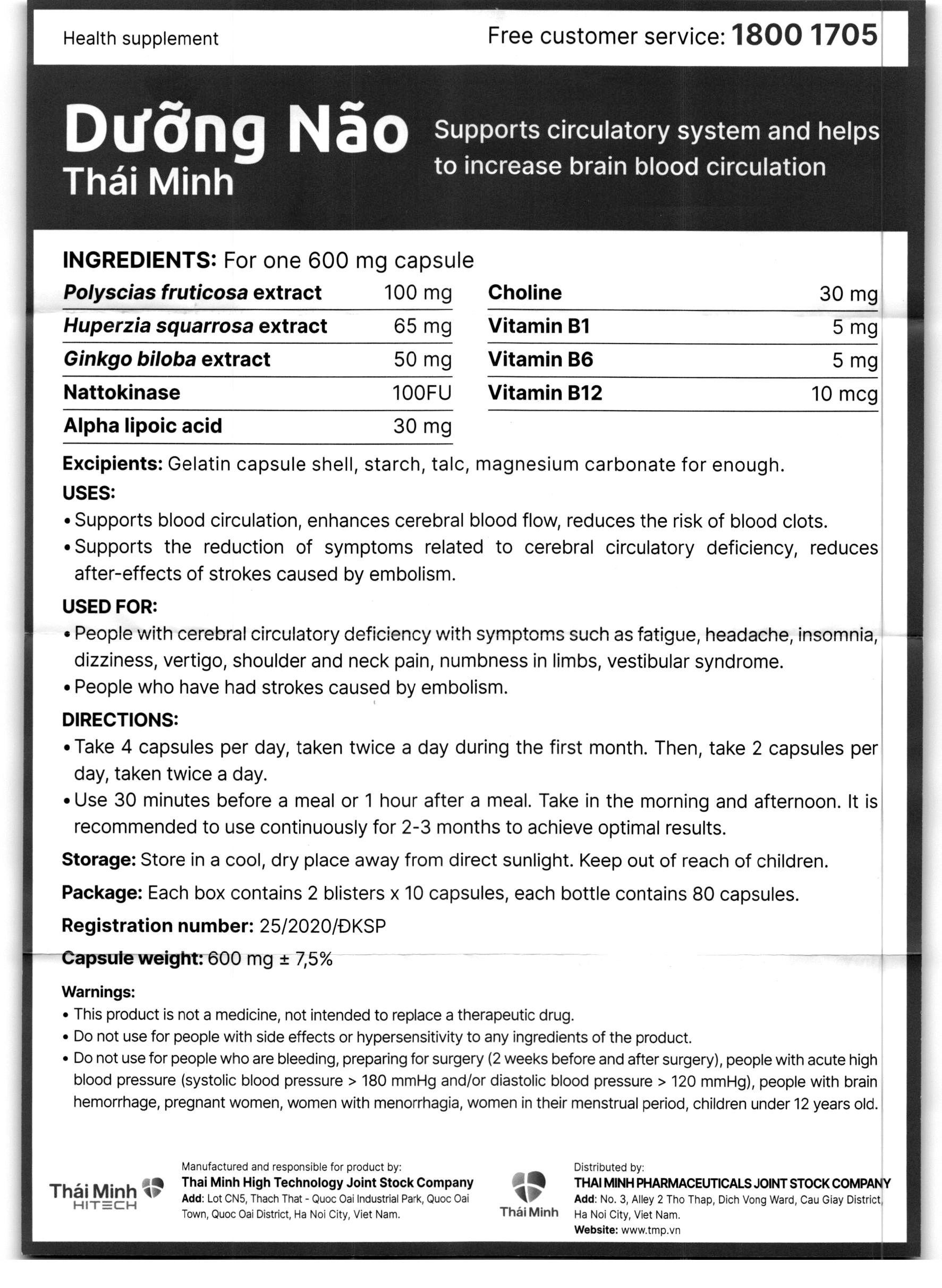 Dưỡng Não Thái Minh hộp 20 viên - 25