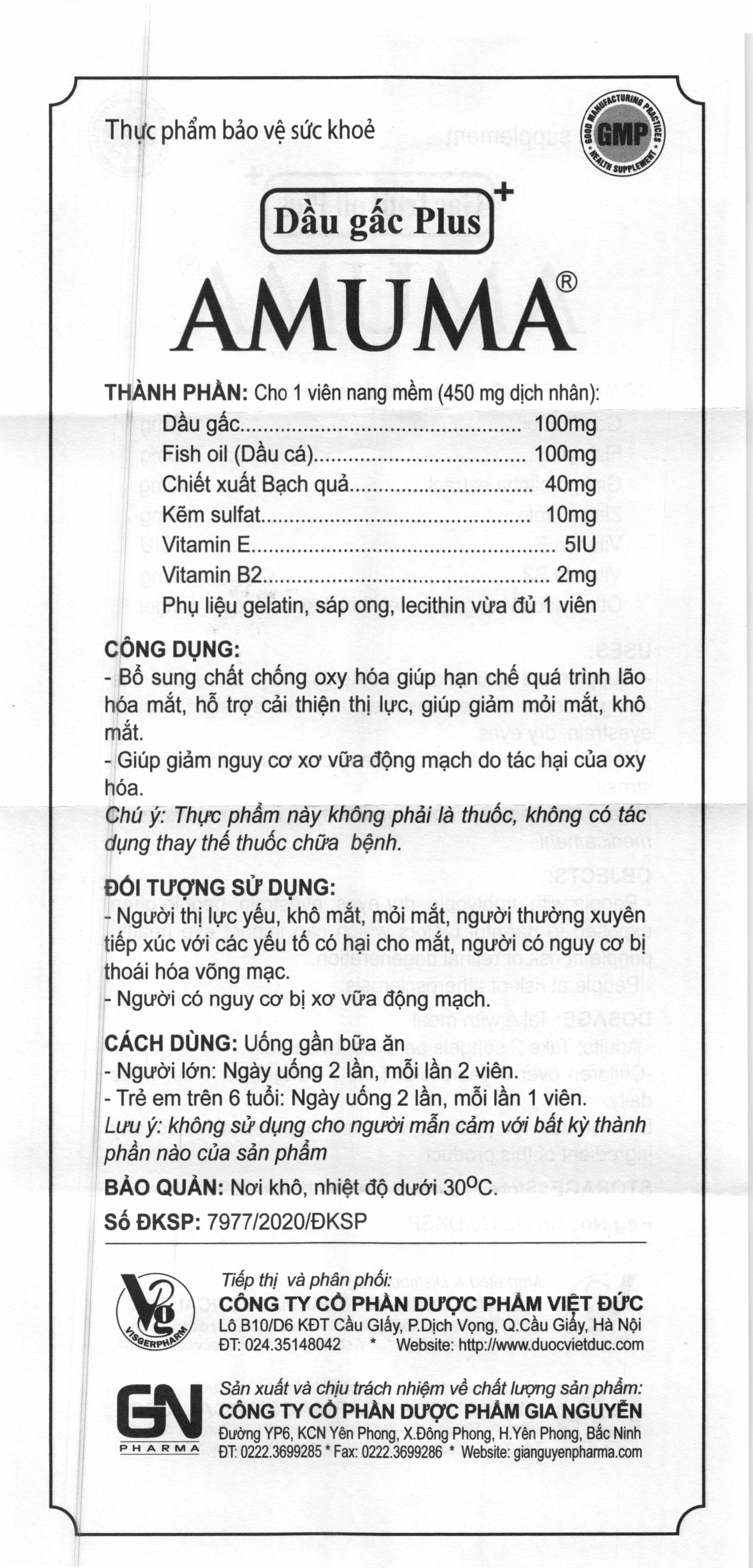 Dầu Gấc Amuma Plus lọ 60 viên - 6