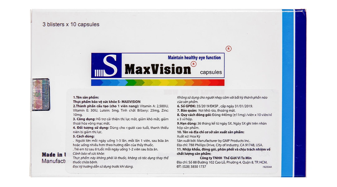 S-Maxvision giảm thái hóa võng mạc mắt hộp 30 viên - 2