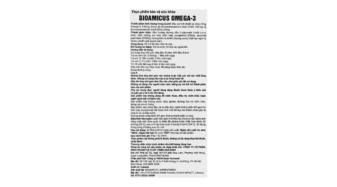 Thực phẩm bảo vệ sức khỏe Bioamicus Omega 3 lọ 30ml - 5