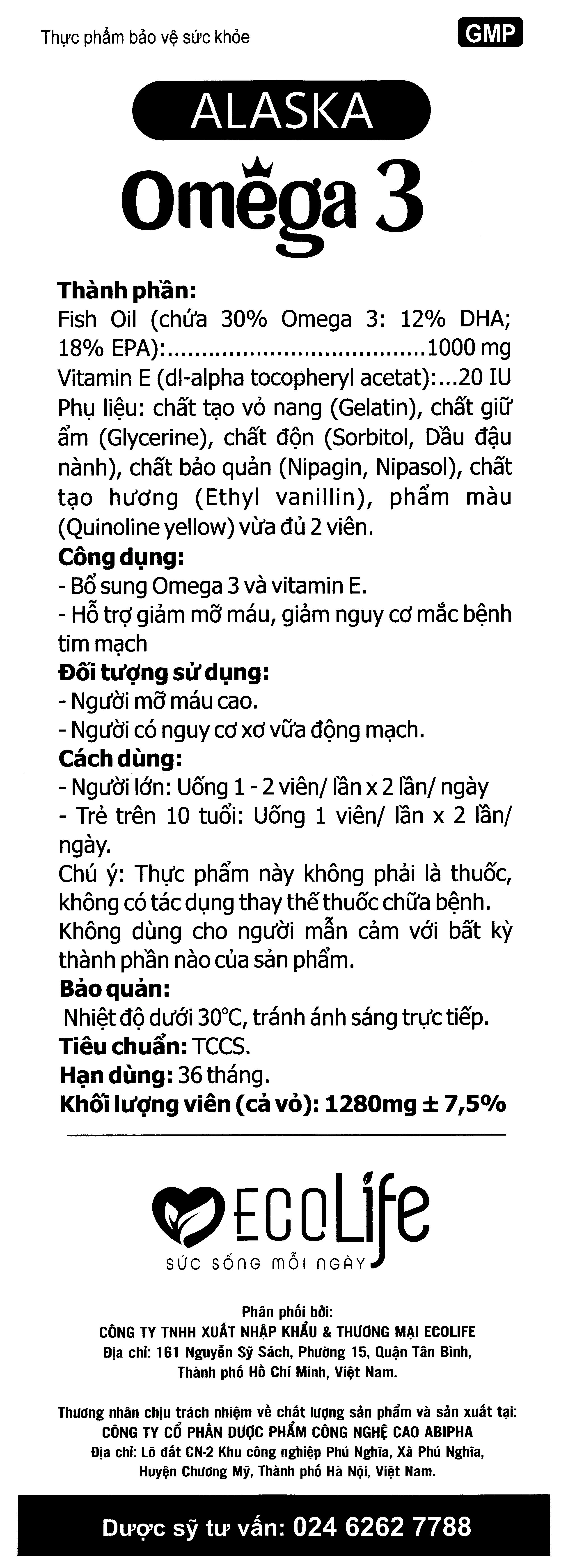 Thực phẩm bảo vệ sức khỏe Alaska Omega 3 Ecolife hộp 60 viên - 4