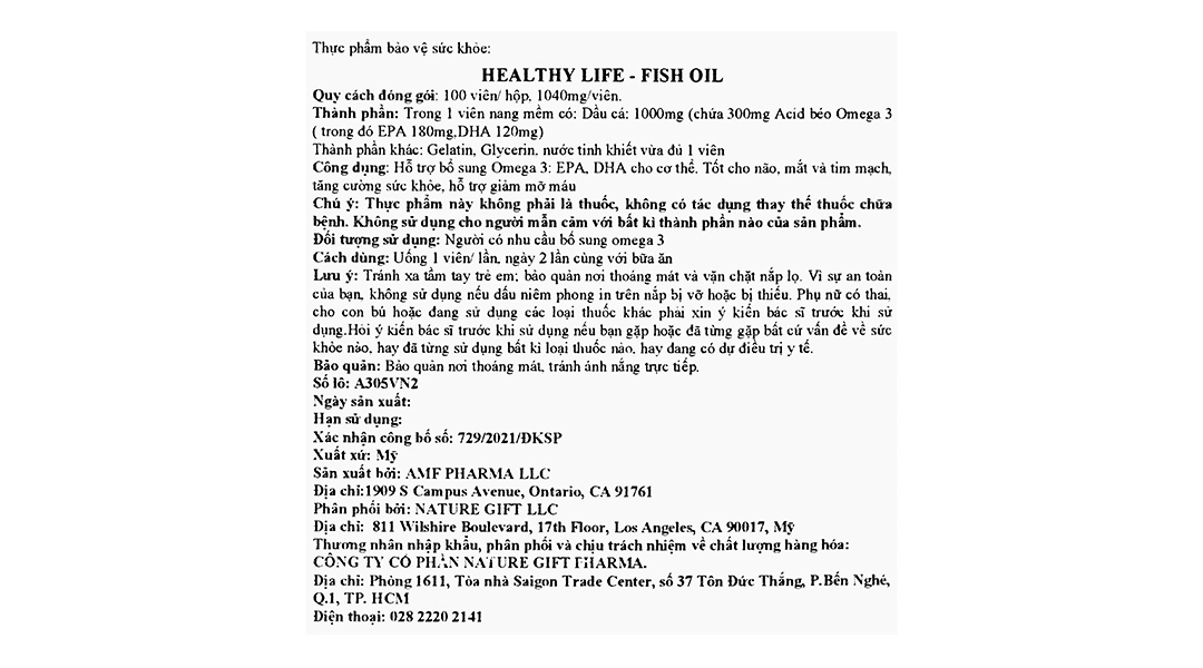 Thực phẩm bảo vệ sức khỏe Healthy Life - Fish Oil hộp 100 viên - 3