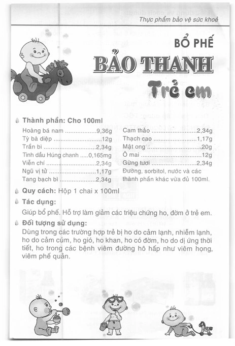 Siro Ho Bảo Thanh Trẻ Em chai 100ml - 5