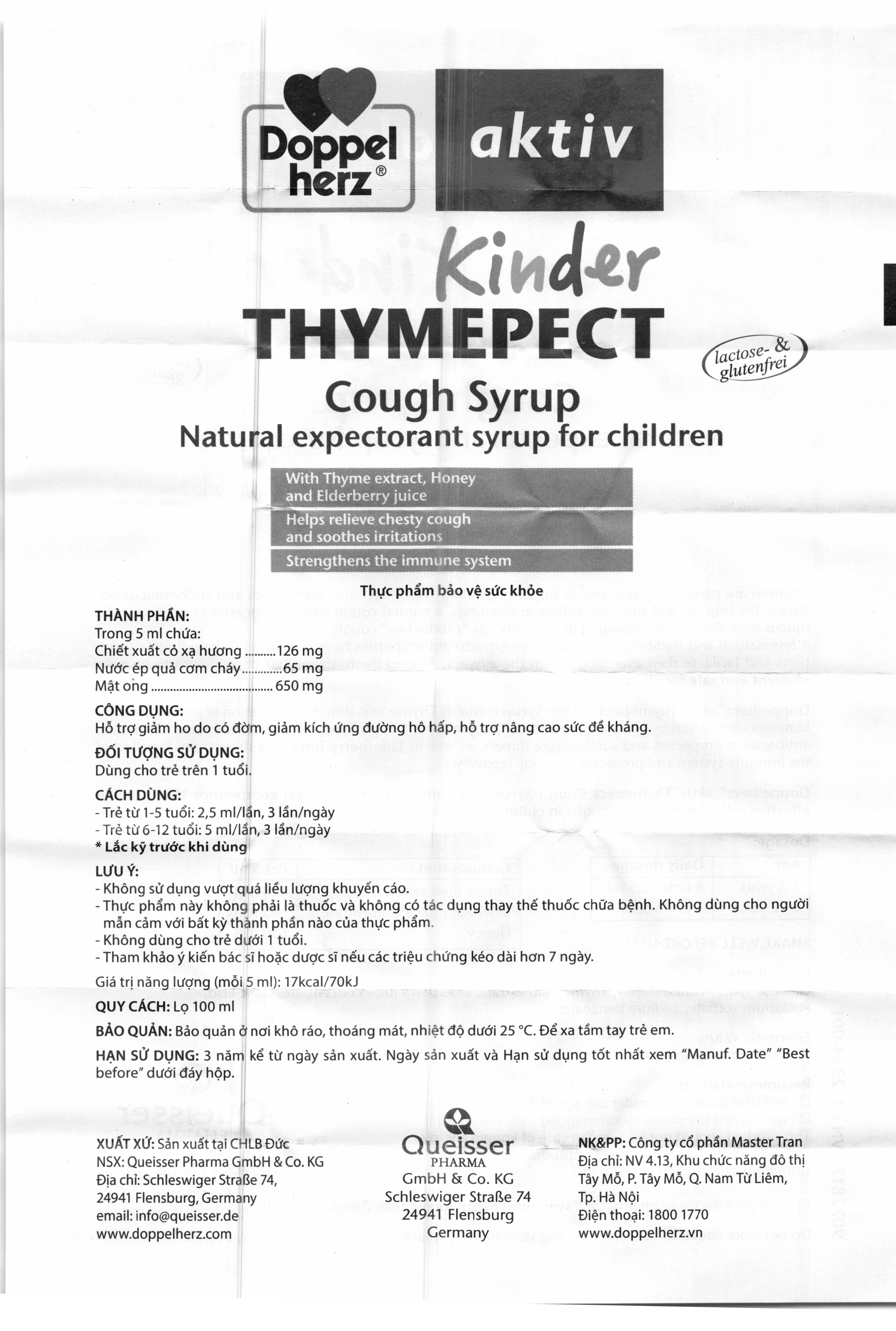 Doppelherz Aktiv Kinder Thymepect Cough Syrup chai 100ml - 5