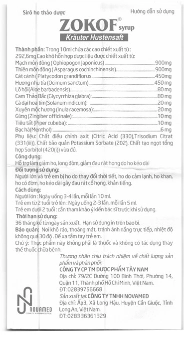 Siro Zokof Syrup hỗ trợ giảm ho, đau rát họng hộp 30 gói x 5ml - 7
