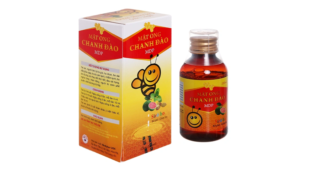 Siro Mật Ong Chanh Đào MDP hỗ trợ giảm ho, bổ phổi chai 120ml - 