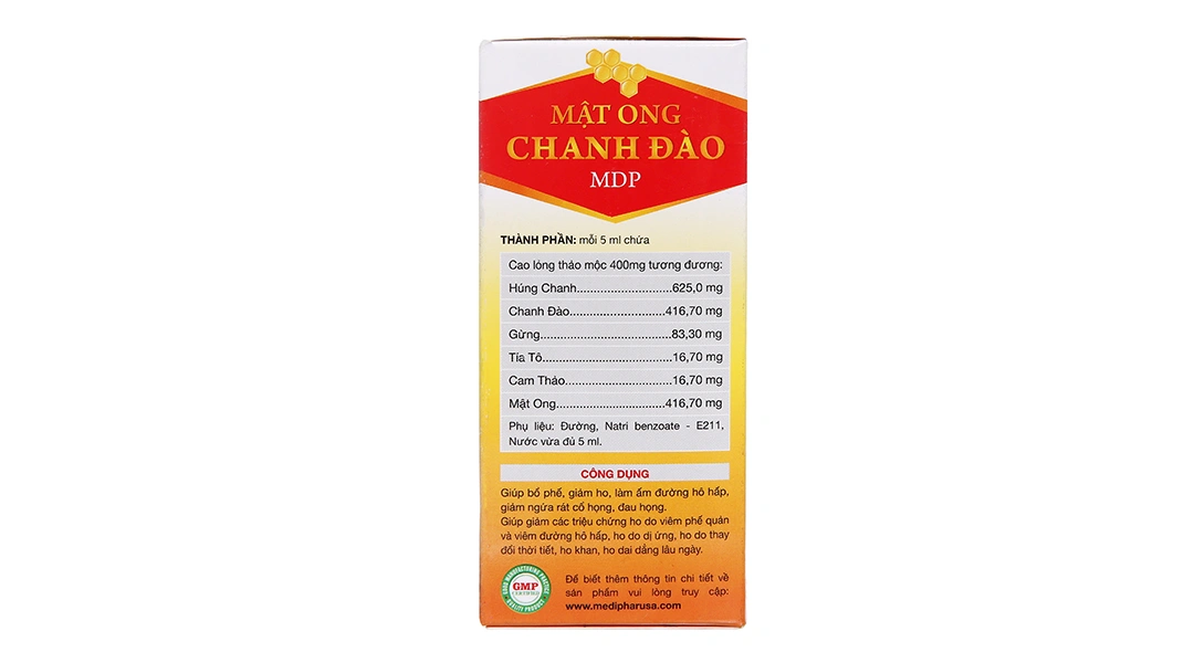 Siro Mật Ong Chanh Đào MDP hỗ trợ giảm ho, bổ phổi chai 120ml - 2