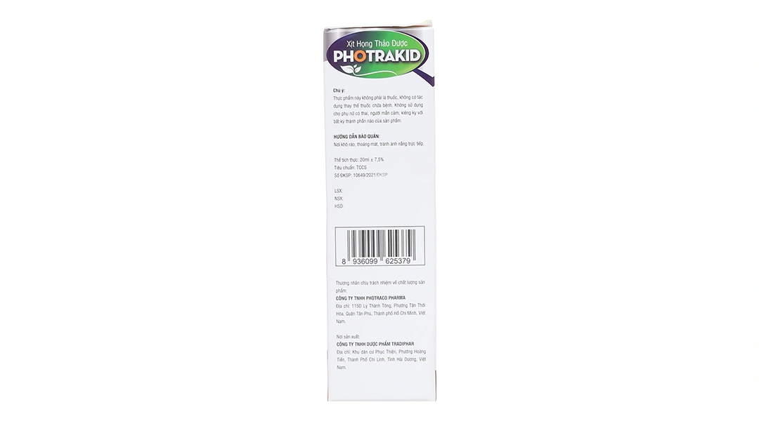 Xịt Họng Thảo Dược Photrakid chai 20ml - 2