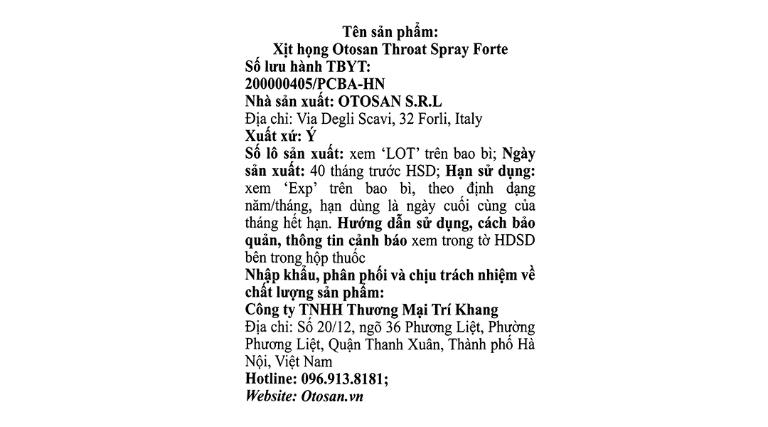 Xịt Họng Otosan Throat Spray Forte Chai 30ml - 5