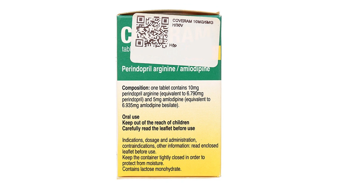 Coveram 10mg/5mg trị tăng huyết áp, mạch vành lọ 30 viên - 3