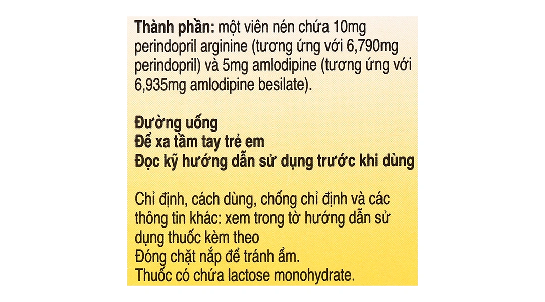 Coveram 10mg/5mg trị tăng huyết áp, mạch vành lọ 30 viên - 4