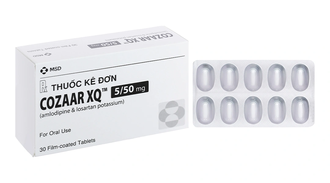 Cozaar XQ 5/50mg trị tăng huyết áp vô căn (3 vỉ x 10 viên) - 