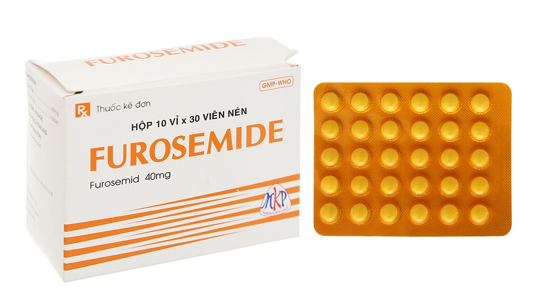 Furosemide Mekophar 40mg trị tăng huyết áp, tăng canxi huyết, trị phù (10 vỉ x 30 viên) - 