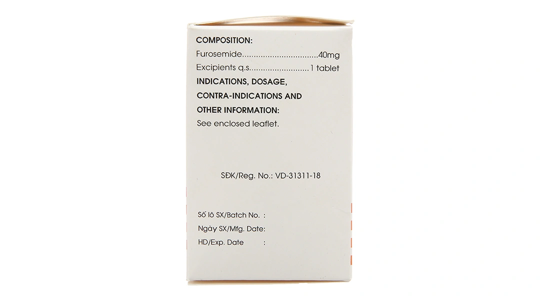 Furosemide Mekophar 40mg trị tăng huyết áp, tăng canxi huyết, trị phù (10 vỉ x 30 viên) - 2