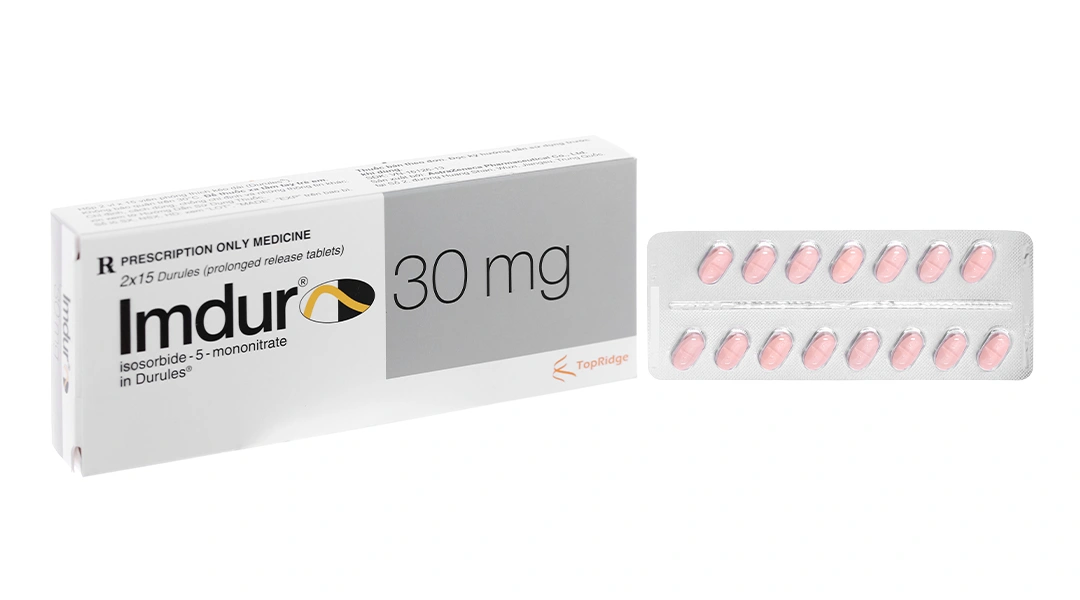 Imdur 30mg trị dự phòng đau thắt ngực (2 vỉ x 15 viên) - 
