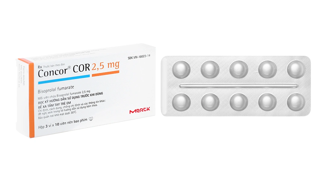 Concor COR 2.5mg trị bệnh suy tim mạn tính ổn định (3 vỉ x 10 viên) - 1