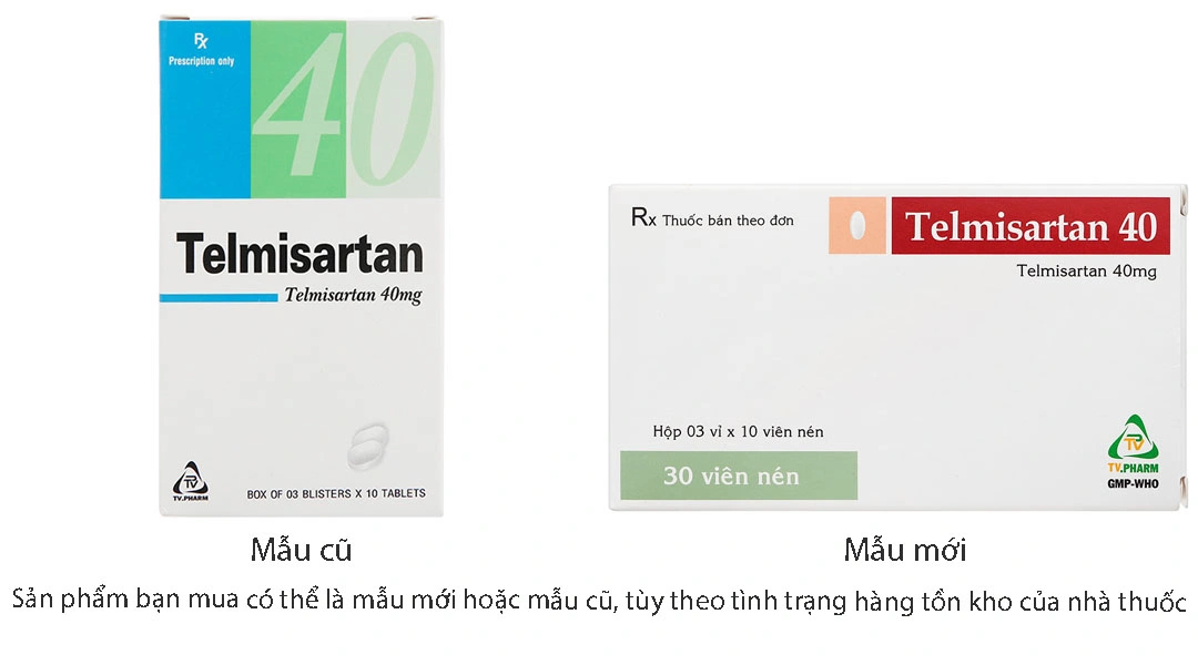 Telmisartan TV.Pharm 40mg trị tăng huyết áp nguyên phát (3 vỉ x 10 viên) - 