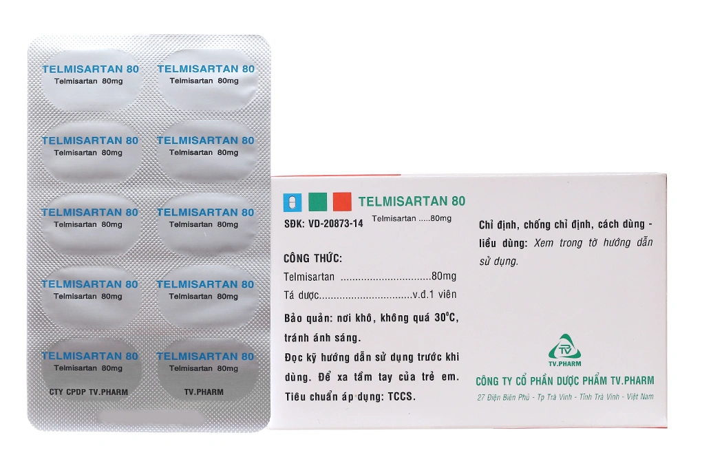 Telmisartan 80 TV.Pharm trị tăng huyết áp (10 vỉ x 10 viên) - 1