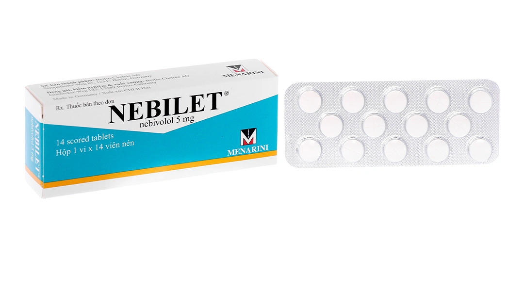 Nebilet 5mg trị tăng huyết áp, suy tim (1 vỉ x 14 viên) - 