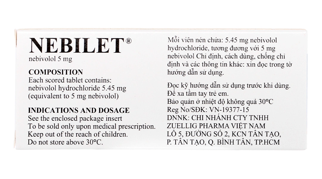 Nebilet 5mg trị tăng huyết áp, suy tim (1 vỉ x 14 viên) - 2