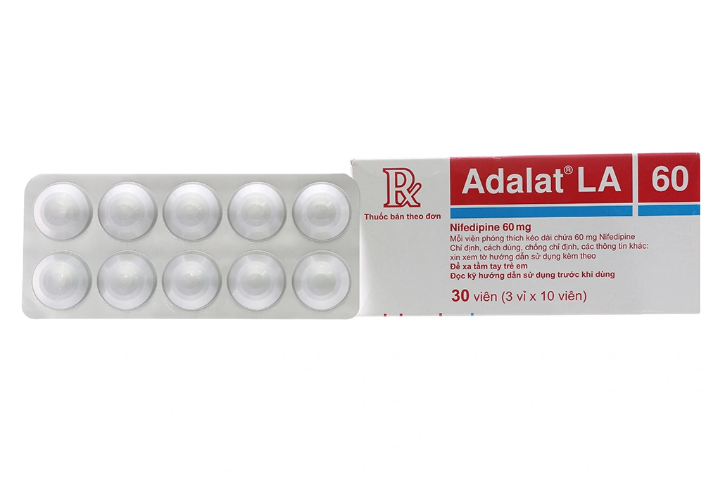 Adalat LA 60 trị tăng huyết áp, đau thắt ngực (3 vỉ x 10 viên) - 