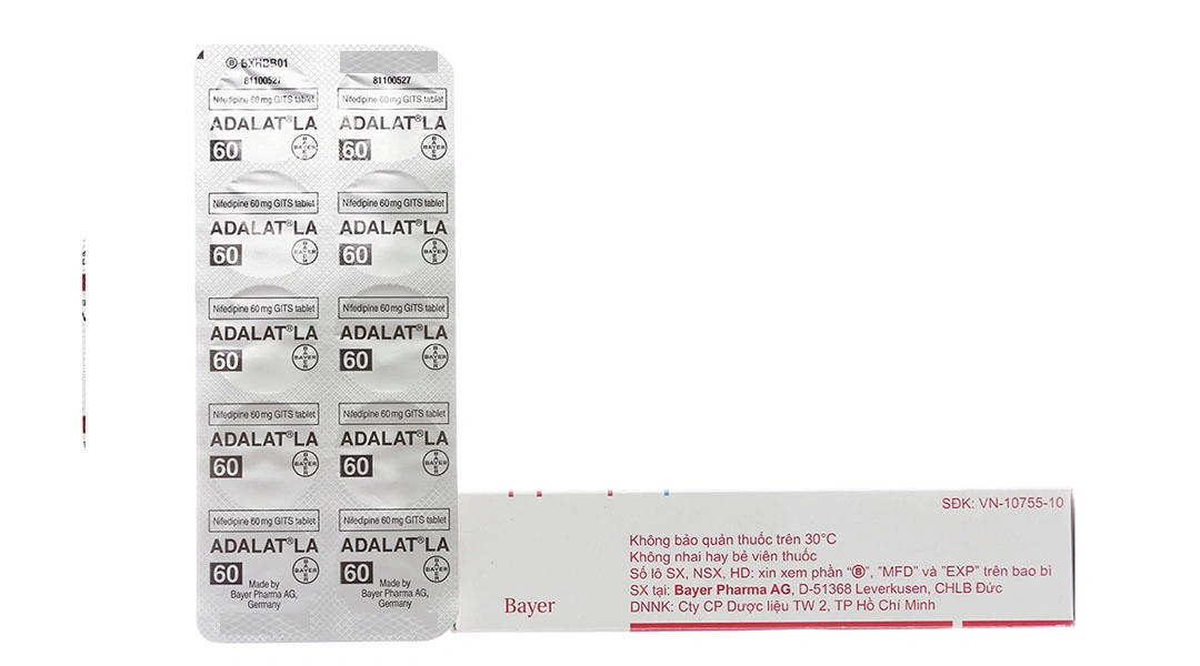 Adalat LA 60 trị tăng huyết áp, đau thắt ngực (3 vỉ x 10 viên) - 1