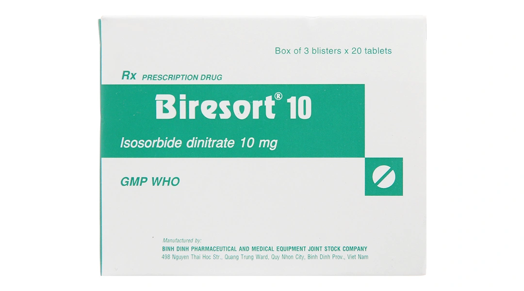 Biresort 10 trị đau thắt ngực, suy tim (3 vỉ x 20 viên) - 1