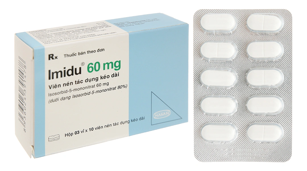 Imidu 60mg trị đau thắt ngực (3 vỉ x 10 viên) - 