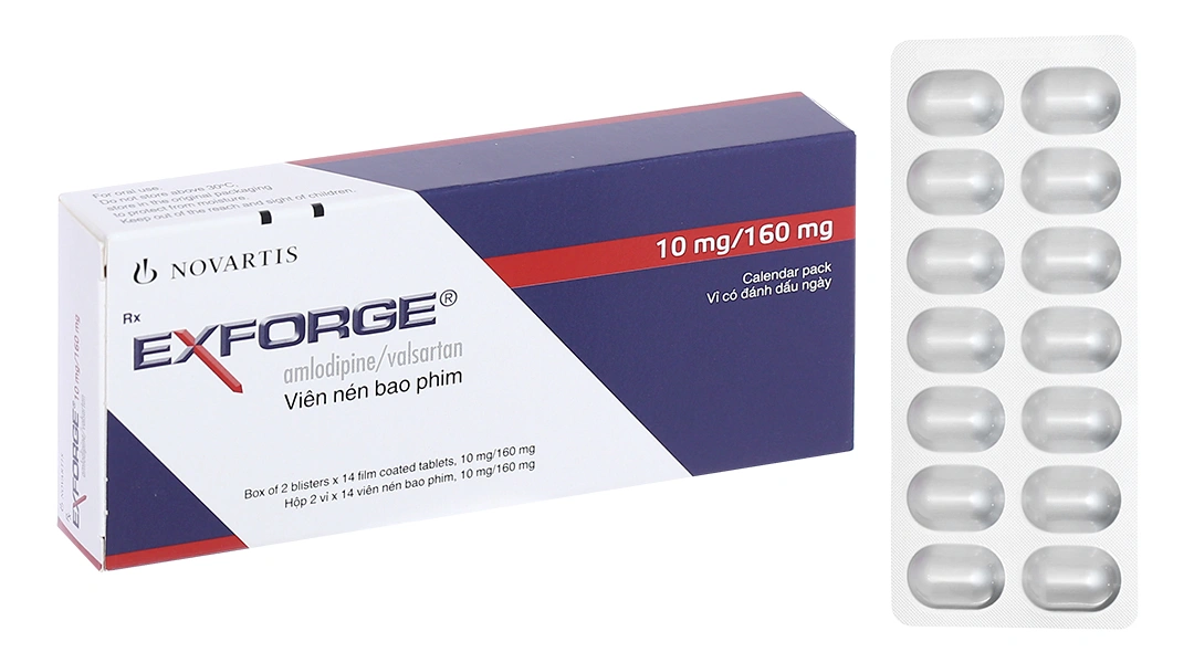 Exforge 10mg/160mg trị tăng huyết áp (2 vỉ x 14 viên) - 