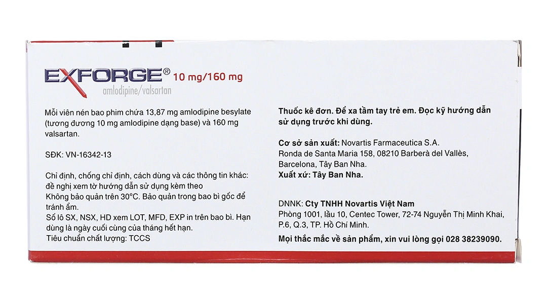 Exforge 10mg/160mg trị tăng huyết áp (2 vỉ x 14 viên) - 1