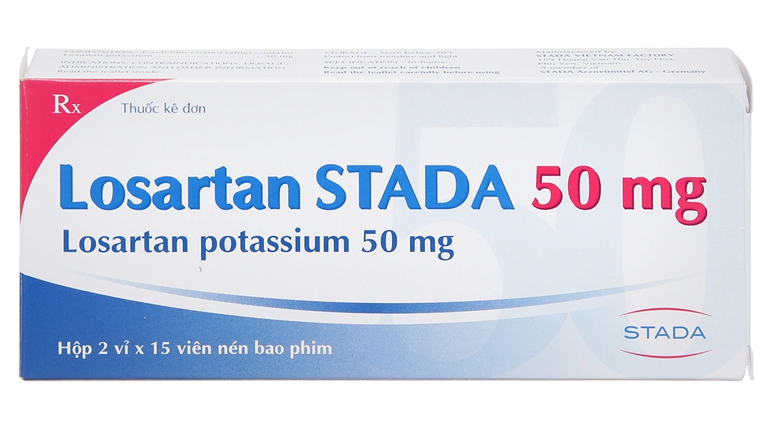 Losartan Stada 50mg trị tăng huyết áp, suy tim (2 vỉ x 15 viên) - 1