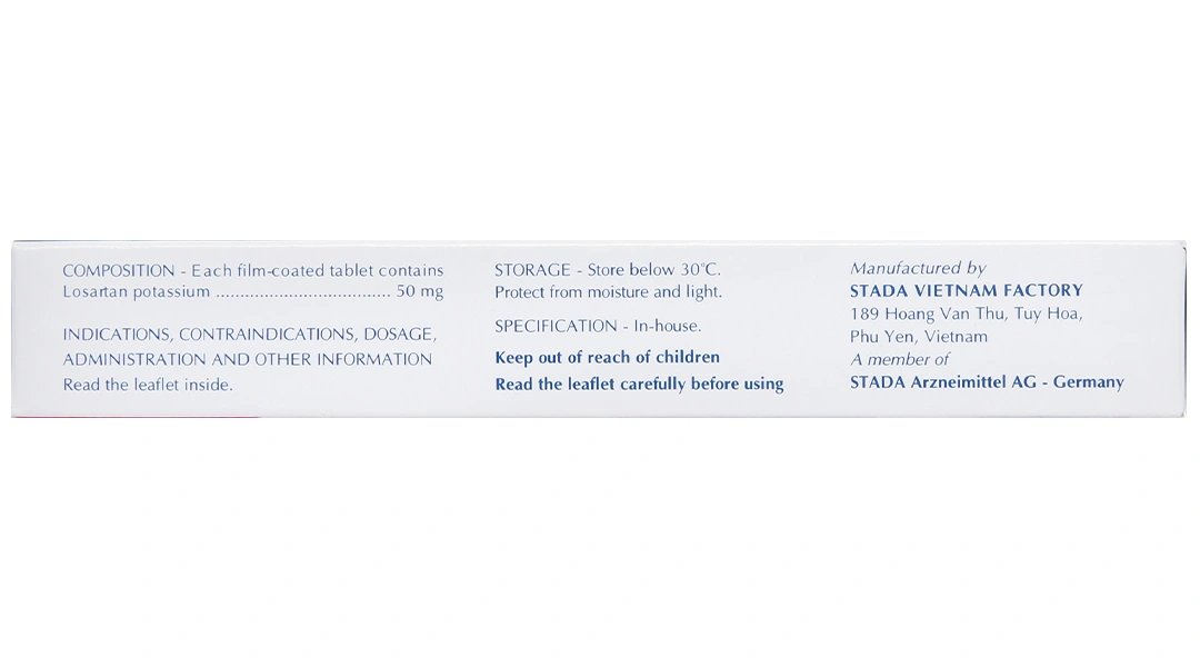 Losartan Stada 50mg trị tăng huyết áp, suy tim (2 vỉ x 15 viên) - 2