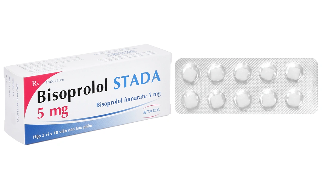 Bisoprolol Stada 5mg trị tăng huyết áp, đau thắt ngực (3 vỉ x 10 viên) - 