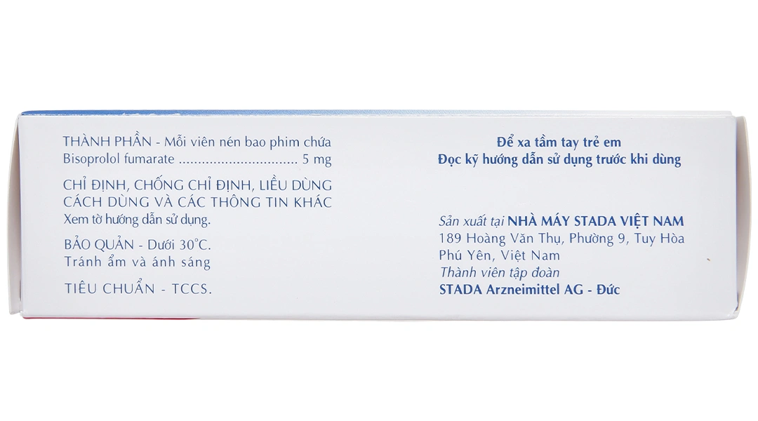 Bisoprolol Stada 5mg trị tăng huyết áp, đau thắt ngực (3 vỉ x 10 viên) - 3