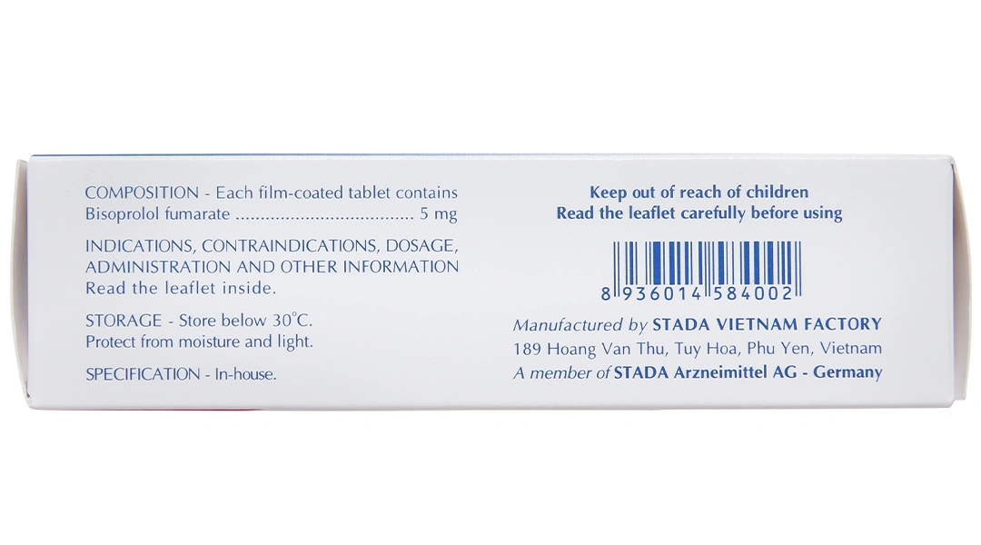 Bisoprolol Stada 5mg trị tăng huyết áp, đau thắt ngực (3 vỉ x 10 viên) - 4