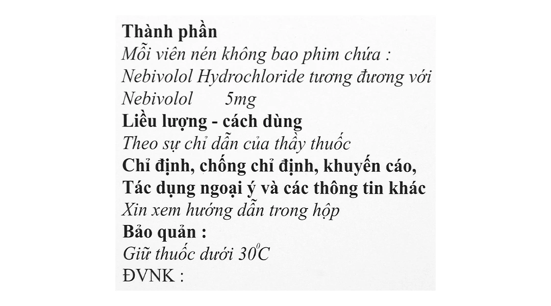 Nebicard-5 trị tăng huyết áp (5 vỉ x 10 viên) - 5