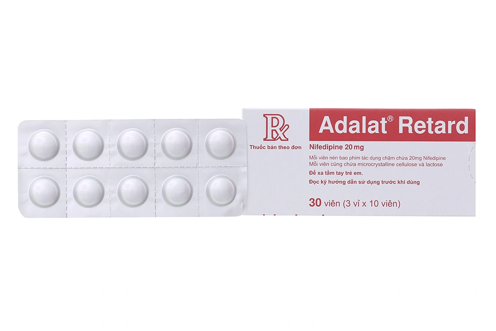 Adalat Retard 20mg trị tăng huyết áp, đau thắt ngực (3 vỉ x 10 viên) - 