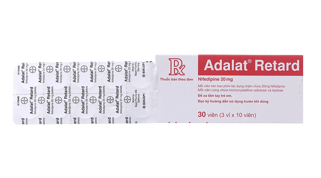 Adalat Retard 20mg trị tăng huyết áp, đau thắt ngực (3 vỉ x 10 viên) - 1