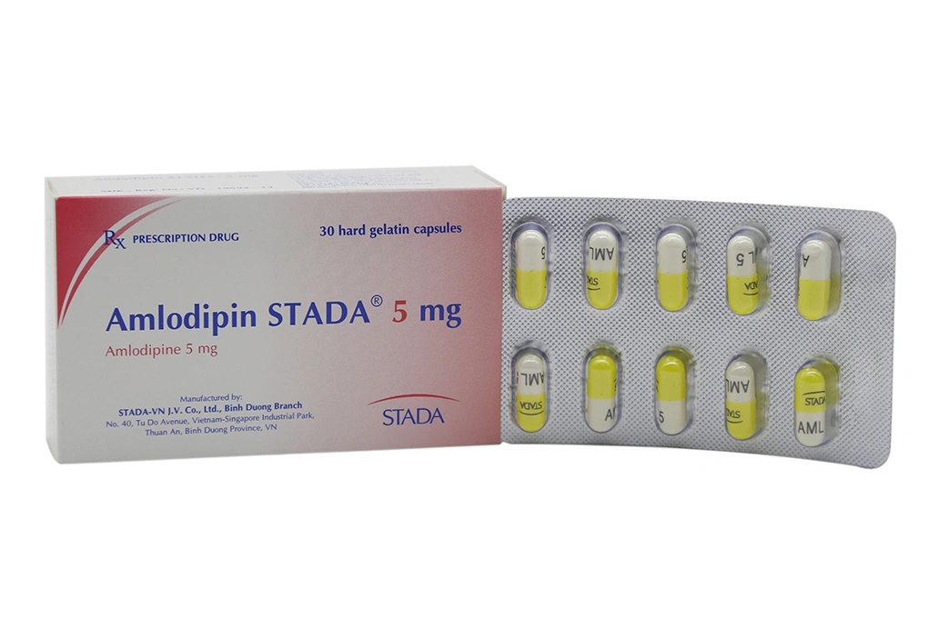 Amlodipin Stada 5mg trị tăng huyết áp, đau thắt ngực (3 vỉ x 10 viên) - 