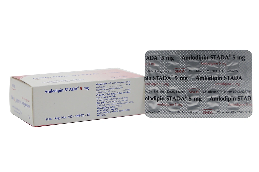 Amlodipin Stada 5mg trị tăng huyết áp, đau thắt ngực (3 vỉ x 10 viên) - 1