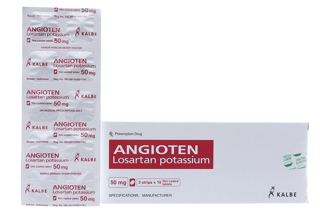 Angioten 50mg trị tăng huyết áp (3 vỉ x 10 viên) - 