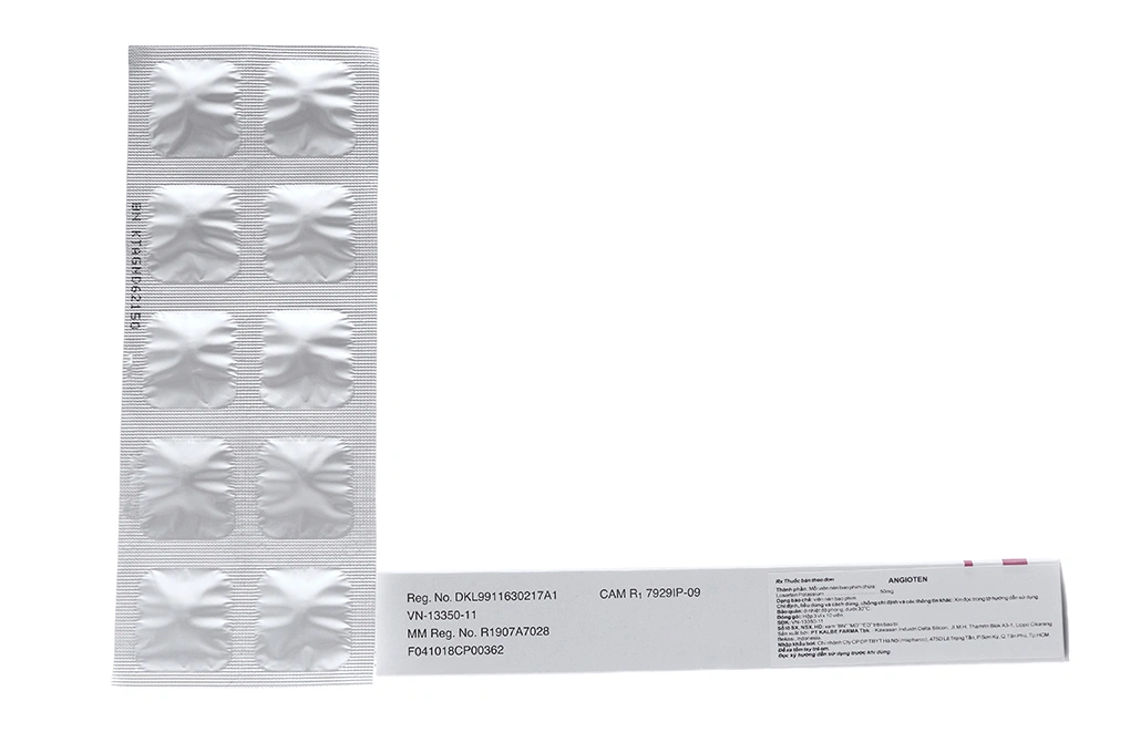 Angioten 50mg trị tăng huyết áp (3 vỉ x 10 viên) - 1