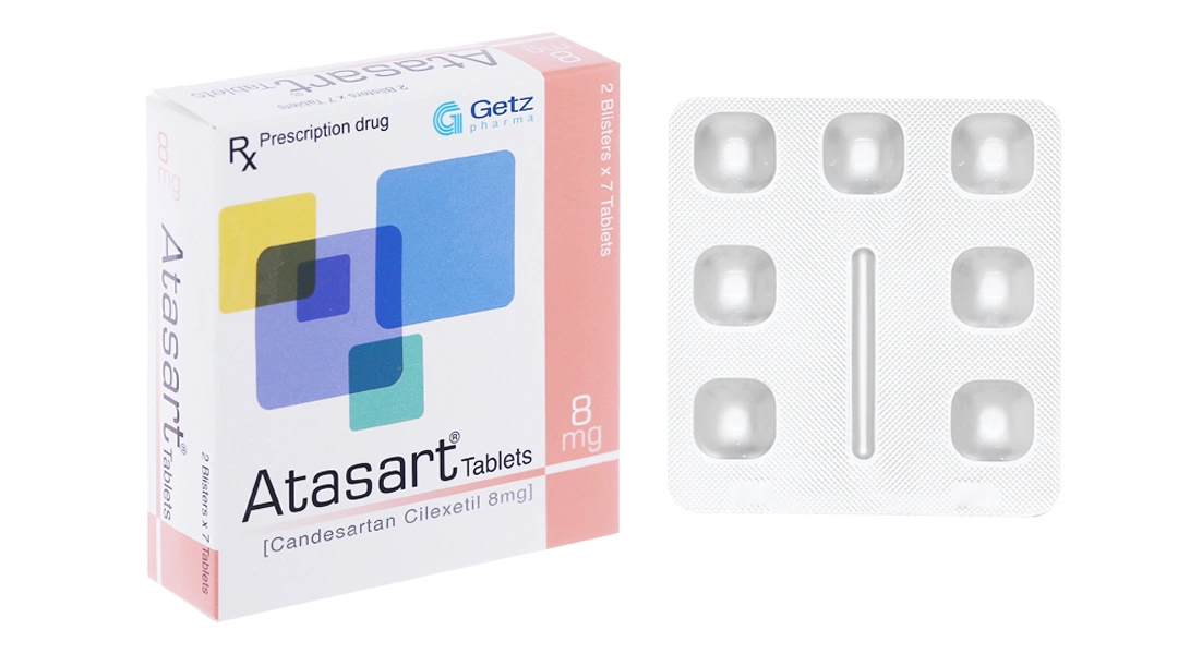 Atasart Tablets 8mg điều trị tăng huyết áp (2 vỉ x 7 viên) - 