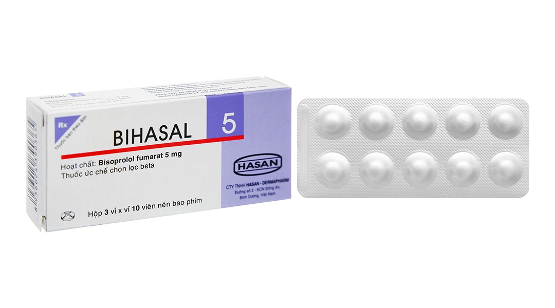 Bihasal 5 điều trị tăng huyết áp, đau thắt ngực (3 vỉ x 10 viên) - 