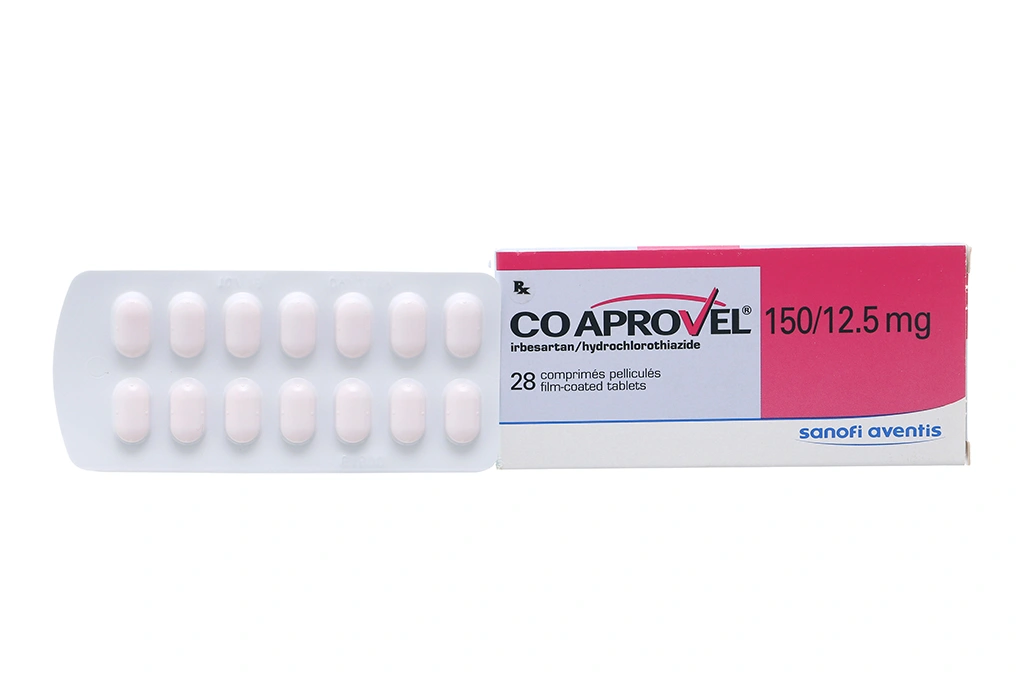 CoAprovel 150/12.5mg sử dụng phối hợp trong trị tăng huyết áp (2 vỉ x 14 viên) - 